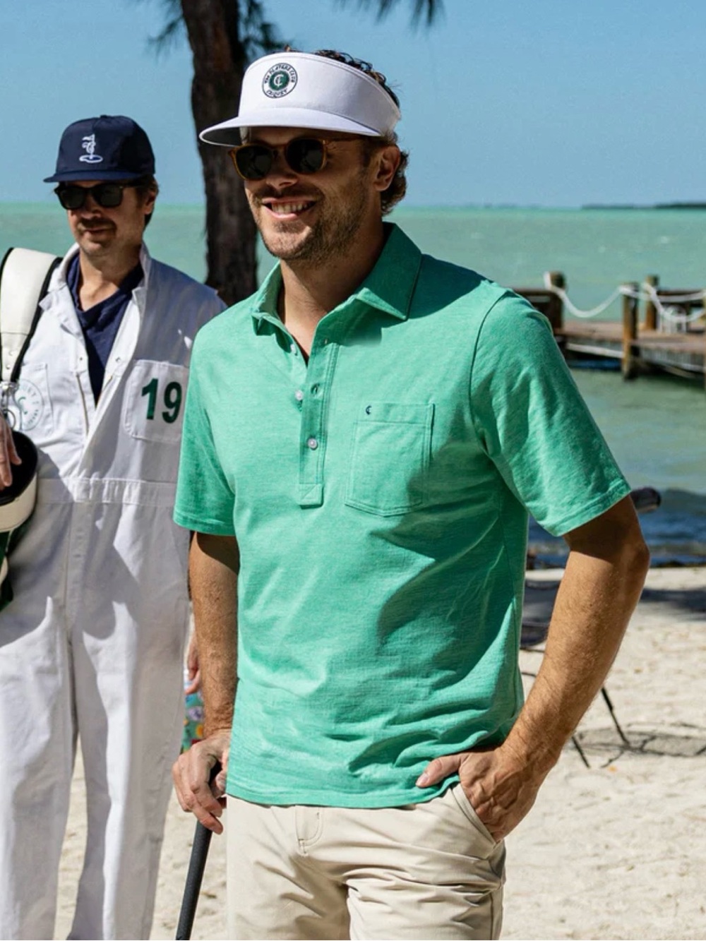 Criquet Men's Large Top-Shelf Players Shirt in
Golf Green Microstripe